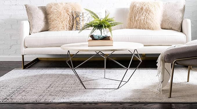 Unique Loom Del Mar Collection Area Rug - Jennifer (7' 1" x 10' Rectangle, Gray/ Black)