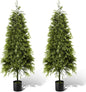 Giegxin 2 Pack 4ft Artificial Cedar Topiary Trees with Planter Outdoor Christmas Tree Decorations Faux Cypress Plants UV Resistant Potted Bushes Faux Shrubs for Outdoor Indoor Front Door Porch Garden