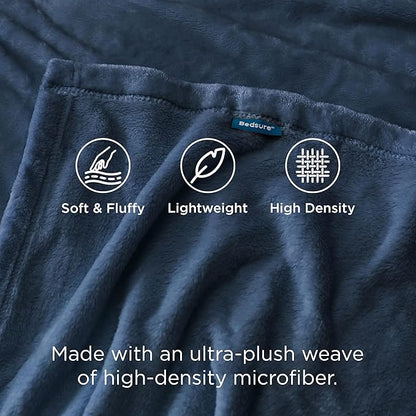 Bedsure GentleSoft Fleece Blanket Twin Size Mineral Blue - 300GSM Lightweight Plush Fuzzy Cozy Soft Warm Blanket for Bed, Sofa, Couch, Travel, Camping, 60x80 inches
