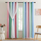 XiDi Pink & Rainbow Curtains for Kids & Girl Bedrooms - Blackout, Unicorn Wall Decals, 52x72 Inch