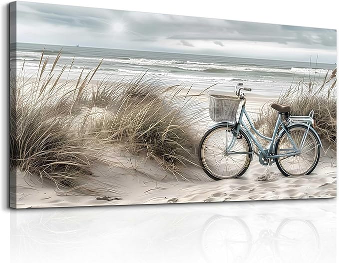 ERQINHUA Modern Canvas Print Wall Art Vintage Home Decorlawn Painting With Marine Beach Landscape Painting Office Living Room Bedroom Restaurant Wall Decor Home Decorcan Be Hung Directly 24x48 In