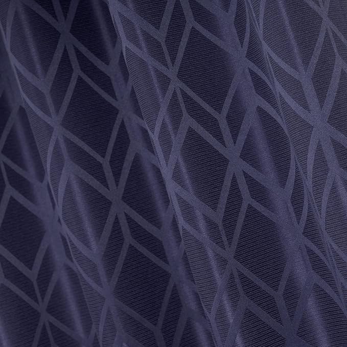 Amazon Basics Jacquard 2-Piece 100% Blackout Curtains, Living Room and Bedroom Drapes, Thermal Insulated Window Treatment, 52"x72", Dark Blue