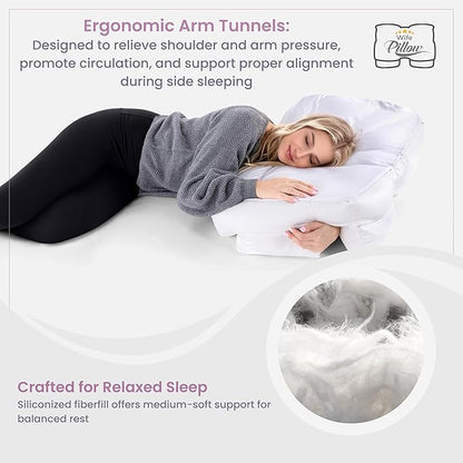 Wife Pillow The Side Sleeper Pillow with Arm Hole for Shoulder Pain - Arm Tunnel Pillow for Side Sleepers, Shoulder Relief & Neck Support Comfort Sleep Pillow for Adults - Down Alternative Fiber Fill