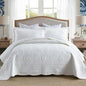 MarCielo 100% Cotton Quilt Set - 3-Piece Embroidered Farmhouse Bedspread & Shams, All-Season Breathable Bedding (Tf Bright White,Queen)