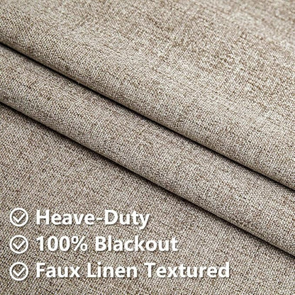 100% Blackout Curtains 108 Inches Long 2 Panels Set, Linen Curtains for Living Room, Black Out Thermal Insulated Grommet Drapes Bedroom Luxury Decor Privacy(52W × 108L inch, Linen)