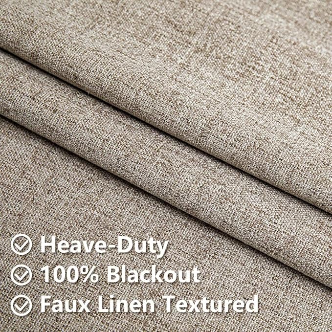 100% Blackout Curtains 96 Inch Length 2 Panels Set, Black Out Curtains for Living Room, Linen Thermal Insulated Grommet Drapes Bedroom Luxury Decor Privacy(37W × 96L inch, Linen)