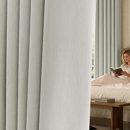jinchan Chenille Blackout Curtains 84 Inches Long Light Grey Thermal Insulated Curtains for Bedroom Living Room 2 Panels Triple-Weave Noise Reducing Drapes Back Tab Privacy Window Curtains 50x84 Inch