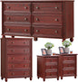 Farmhouse Dressers & Night Stand Set of 4, Wood 54" Wide 6 Drawer Dresser & 45" Tall Chest of Drawers, 18" Roman Column Nightstand Set of 2, Bedroom Furniture Dresser Sets for Home Living Room Hallway