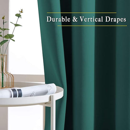 NICETOWN Blackout Curtains for Bedroom - Thermal Insulated Solid Grommet Room Darkening Curtains/Panels/Drape for Bedroom(Hunter Green, 2 Panels, 46 x 90Inch)