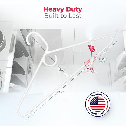 Neaties Heavy Duty Clothes Hangers 12 Pack – Made in The USA – 8lb Capacity Plastic Hangers for Adult Clothing – Durable for Pants, Coats, Jackets, or Jeans – White & Black