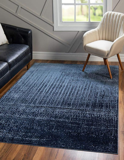 Unique Loom Del Mar Collection Area Rug - Jennifer (3' 3" x 5' 3" Rectangle, Blue/ Navy Blue)