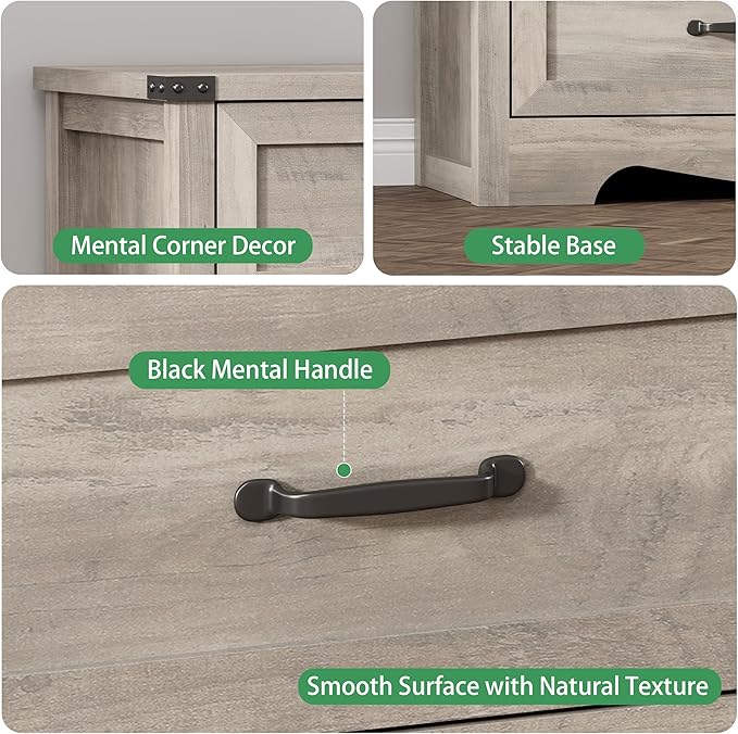 Dresser for Bedroom with 8 Drawers, 48" Wide Wood Chest of Drawers with Deep Drawers & Mental Handle, Modern Dresser TV Stand, Wooden Closet Storage Organizer for Living Room, Hallway, Entryway, Grey
