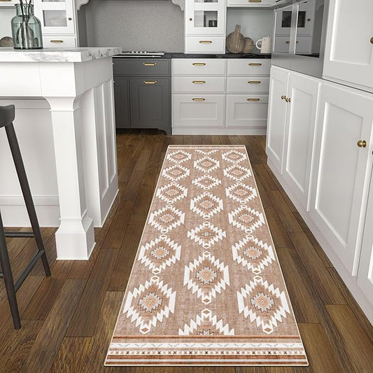 Runner Rug 2'x8' Western Washable Non-Slip Runners for Hallways Kitchen Entryway Laundry Room Modern Carpet Hallway Runner Camel