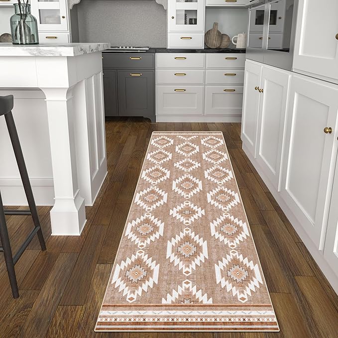 Runner Rug 2'x7' Western Washable Non-Slip Runners for Hallways Kitchen Entryway Laundry Room Modern Carpet Hallway Runner Camel