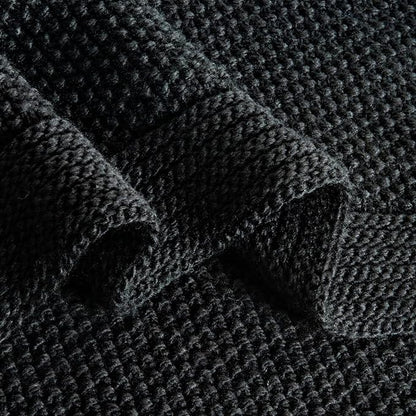 CozeCube Black Throw Blanket for Couch, Soft Cozy Cable Knit Throw for Bed Sofa Living Room, Lightweight Warm Decorative Farmhouse Christmas Blanket, 60"x80", Jet Black