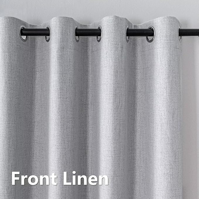 100% Blackout Curtains 90 Inch Length 2 Panels Set, Black Out Curtains for Living Room, Greyish White Thermal Insulated Grommet Drapes Bedroom Luxury Decor (52W × 90L inch, Greyish White)