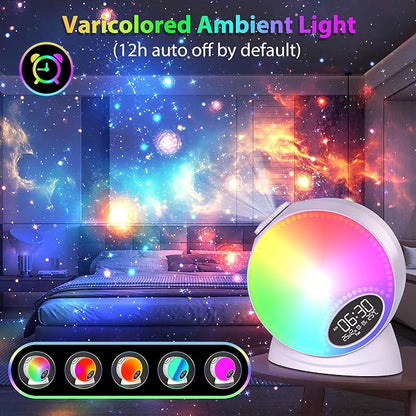 Galaxy Projector for Bedroom, 12 in 1 Star Projector Night Light Bluetooth Speaker, 15 White Noise Planetarium Projector with Meteor Effect, Varicolored Ambient Light