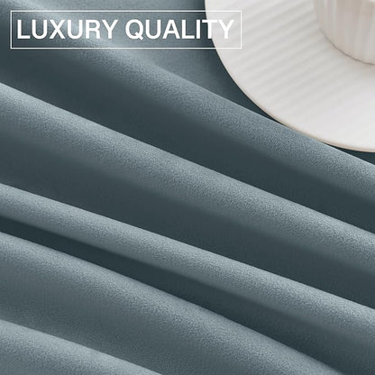 StangH Stone Blue Bedroom Curtains - Elegant Soft Velvet Privacy Energy Efficient Window Drapes for Bedroom/Apartment, Heavy Room Divider Curtains, W52 x L94, 2 Panels