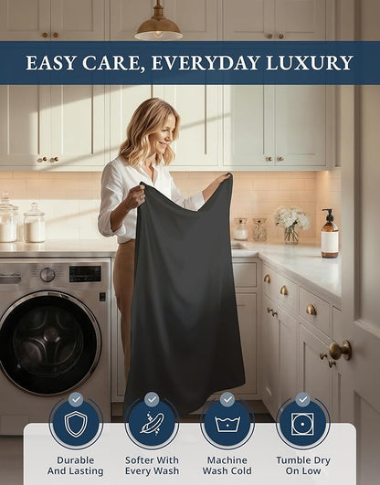 100% Egyptian Cotton Bed Sheets King Size – 1000 Thread Count Naturally Breathable Sheets, 15" Deep Pocket King Sheets, Silky Sateen Weave, Buttery Soft Durable Hotel-Quality Luxury Bedding - Black
