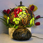 Small Tiffany Table Lamp Stained Glass Nightstand Lamps Bedside Purple Grape Desk Light for Office Bar Retro Bedroom Living Room,7.87 inch