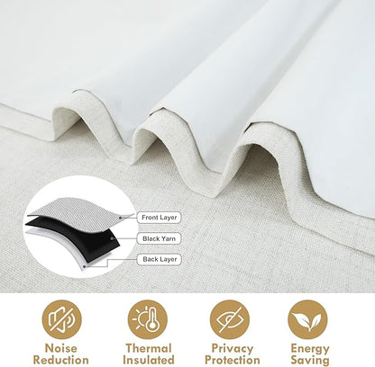 DriftAway Double Layer Linen Blackout Tie Up Curtains Thermal Insulated Fully Lined Balloon Roman Shade Bathroom Window Adjustable Rod Pocket for Small Window 45 Inch by 63 Inch Ivory Cream