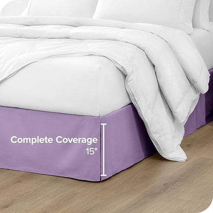 Bare Home Queen Bed Skirt - 15-Inch Tailored Drop Easy Fit - Bed Skirt for Beds - Center & Corner Pleats (Queen, Lavender)