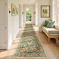 Area Rugs 3'x12' Washable Non-Slip, Floral Vintage Distress Print Pattern Medallion Carpet for Living Room Bedroom Dining Room, Brick Red Rust Neutral Brown Burnt Orange Green