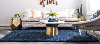 Unique Loom Solid Shag Collection Area Rug (5' 1" x 8' Rectangle, Sapphire Blue/ Navy Blue)