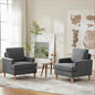 VKNOW Mid-Century Accent Chairs Set of 2, No Tools Assembly Required, Modern Upholstered Polyester Armchairs for Living Room & Bedroom, Comfortable Reading Chairs with Wood Legs, Dark Grey