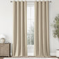 ChrisDowa 100% Blackout Natural Solid Solid Curtains 108 Inches Long 2 Panels for Bedroom Living Room,Farmhouse Room Darkening Thermal Insulated Soundproof Grommet Top Window Treatment Drapes,52x108