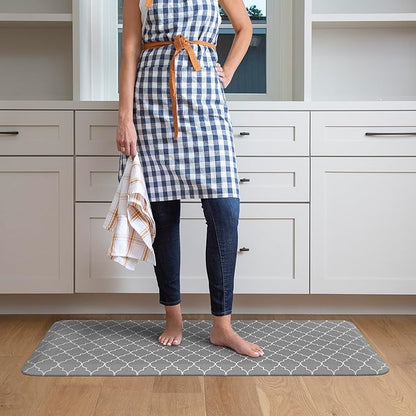 GelPro Anti-Fatigue Designer Comfort Kitchen Floor Mat, 20x48, Trellis Grey Stain Resistant Surface with 3/4” Thick Ergo-Foam Core for Health and Wellness