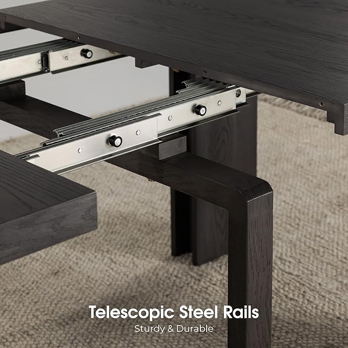 Transformer Table - Solid Wood Extendable Dining Table, Seats 2-12, Extendable Dining Room Table, Space-Saving Furniture, Expandable Dining Furniture (Black, Table + Coffee Table)