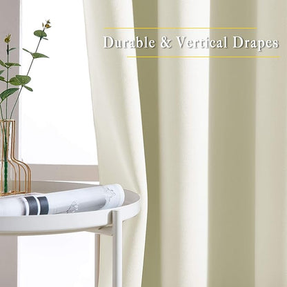 NICETOWN Beige Bedroom Curtains 72 inches Long, Grommet Room Darkening Thermal Insulated Window Treatment Room Darkening for Bedroom/Home Office, 2 Panels, W37 x L72
