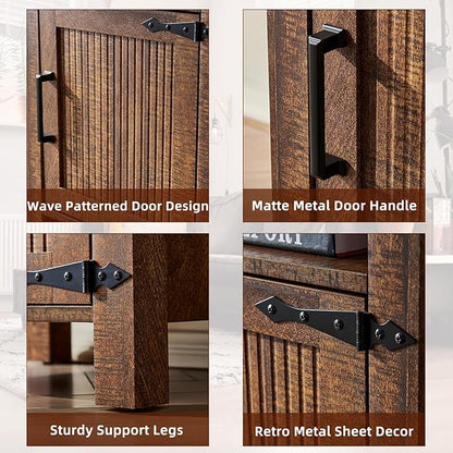Joaxswe Night Stand Set of 2, 18 Inch Farmhouse Nightstand with with Charging Station and USB Port, Rustic Wood Bedside Table with Magnetic Door, Bed Side Tables for Bedroom, Reclaimed Barnwood