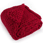 Chunky Knit Throw Blanket 50"X 60", 100% Handmade with Soft Chenille Yarn, 4.4lbs Thick Cable Knitted Blankets, Large Rope Knot Crochet Throws for Couch Sofa Bed Home Decor, Red