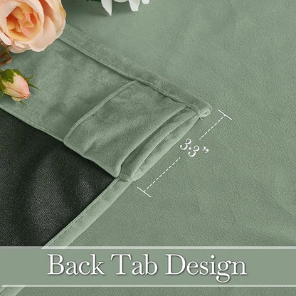 RYB HOME Mint Green Velvet Curtains 90 inches Long, Room Darkening, Floor-Length, Coastal Style Back Tab Velvet Drapes for Nursery Living Room Office, 52" W x L90 L, Auqa
