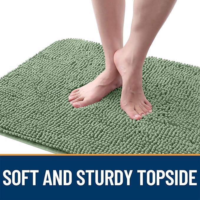 OLANLY Dog Door Mat for Muddy Paws 40x32, Absorbs Moisture and Dirt, Absorbent Non-Slip Washable Doormat, Quick Dry Chenille Mud Mat, Entry Indoor Entryway Carpet for Inside Floor, Olive Green