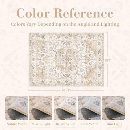 PADOOR 8X10 Area Rug,Rugs for Living Room,Soft Beige Rugs for Bedroom,Machine Washable Rug Non Slip Carpet for Dining Room Living Room Bedside Office