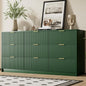Green Dresser for Bedroom, Modern Dresser with 9 Drawers and Smooth Slides, Wide Chest of Drawers with Golden Handles for Bedroom, Living Room, Closet, 15.7" D x 63" W x 31.5" H