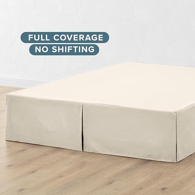 Bare Home Twin XL Bed Skirt - 15-Inch Tailored Drop Easy Fit - Bed Skirt for Twin Extra Long Beds - Center & Corner Pleats (Twin XL, Sand)