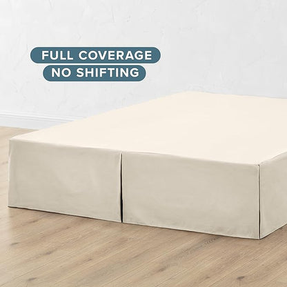 Bare Home Kids Twin Bed Skirt - 15-Inch Tailored Drop Easy Fit - Bed Skirt for Beds - Center & Corner Pleats (Twin, Sand)
