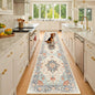 Area Rugs 2'x10' Washable Non-Slip, Floral Vintage Distress Print Pattern Medallion Carpet for Living Room Bedroom Dining Room, Beige Navy Blue Orange Colorful