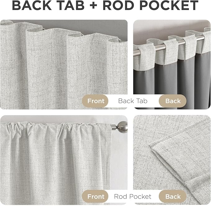 Joydeco Blackout Curtains for Bedroom - 63 Inch Long 100% Light Blocking 2 Panels Set White Drapes, Thermal Insulated Room Darkening Curtains, Linen Textured for Living Room, Rod Pocket & Back Tabs