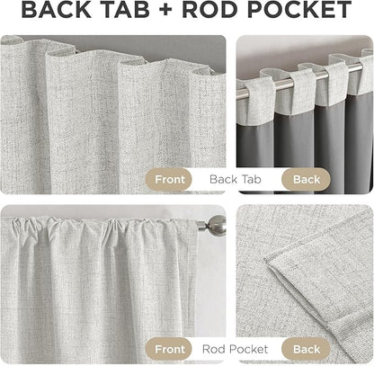 Joydeco Blackout Curtains for Bedroom - 100% Light Blocking 2 Panels Set White Drapes 42" W x 63" L, Thermal Insulated Room Darkening Curtains, Linen Textured for Living Room, Rod Pocket & Back Tabs