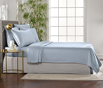 Pure Bamboo King Sheets, Genuine 100% Organic Viscose Derived from Bamboo Bed Sheet Set, Luxuriously Soft & Cooling, Double Stitching, 2 Year Quality Promise (King, Sterling Blue)