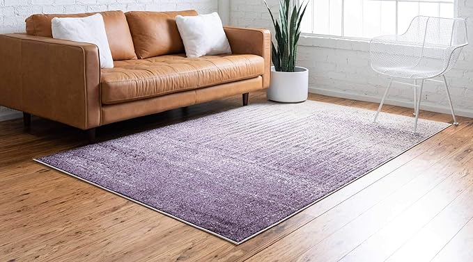 Unique Loom Del Mar Collection Area Rug - Jennifer (3' 3" x 5' 3" Rectangle, Purple/ Ivory)