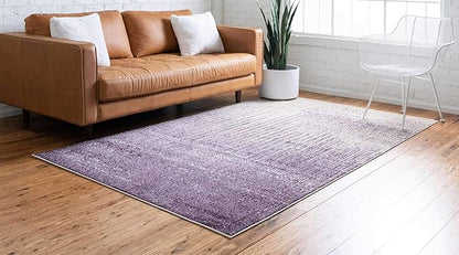 Unique Loom Del Mar Collection Area Rug - Jennifer (4' 1" x 6' 1" Rectangle, Purple/ Ivory)