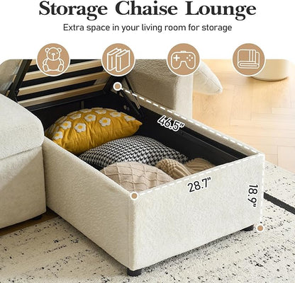 VINGLI Convertible Sofa Bed, U-Shape Sectional Couches for Living Room Sleeper Sofa with Pull Out Couch Bed Cloud-Like Plush Fleece Sofa Couch with Storage Chaise, USB Charging, Side Pockets
