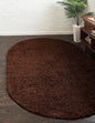 Unique Loom Solid Shag Collection Area Rug (8' x 10' Oval, Chocolate Brown)