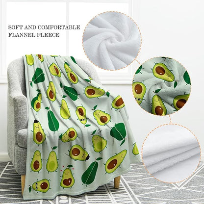 Jekeno Avocado Fruit Blanket Gifts for Women Kids Girls Home Bedroom Living Room Decor Soft Cozy Lightweight Cute Throw Blankets 60"x80"